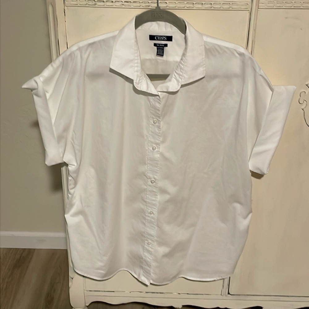 Chaps short sleeved button down blouse.